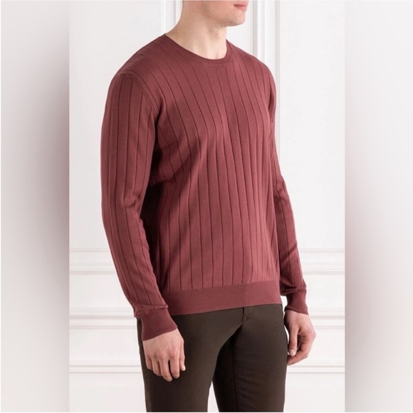 Corneliani Other - Corneliani Cotton Jumper Sweater Raised Rib Burgundy